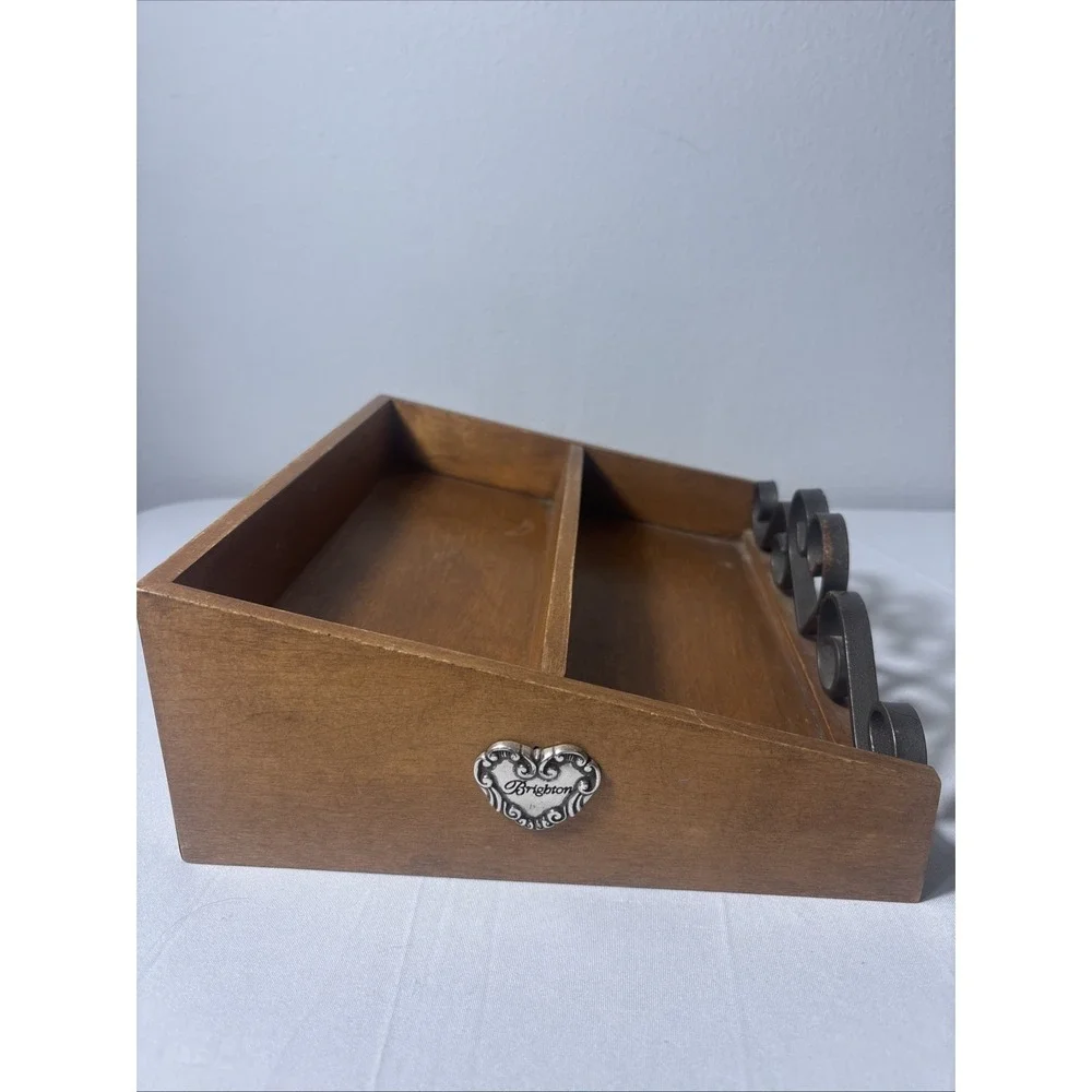 Brighton Wood Metal Display Tray Organizer Divided Shelf Jewelry Accessories